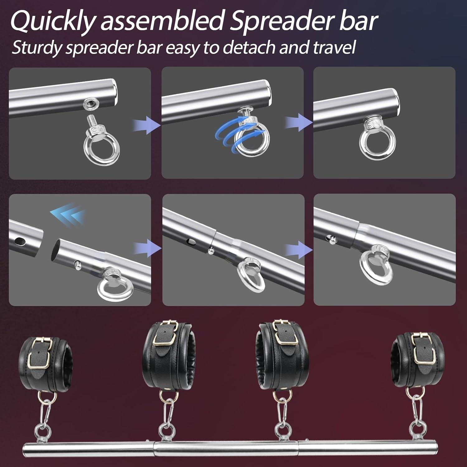 SteelEase Stainless Steel Spreader Bar BDSM Kit