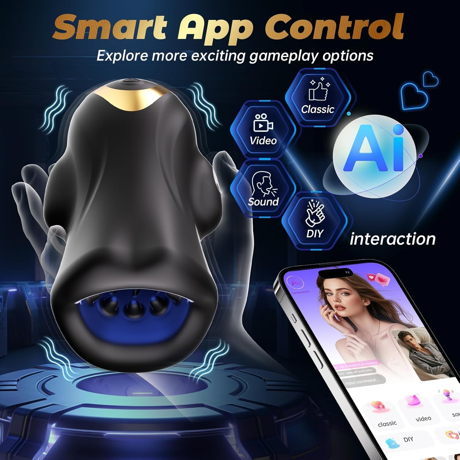 IntelliPulse AI 360° Male Masturbator 3 Motors 9 Modes