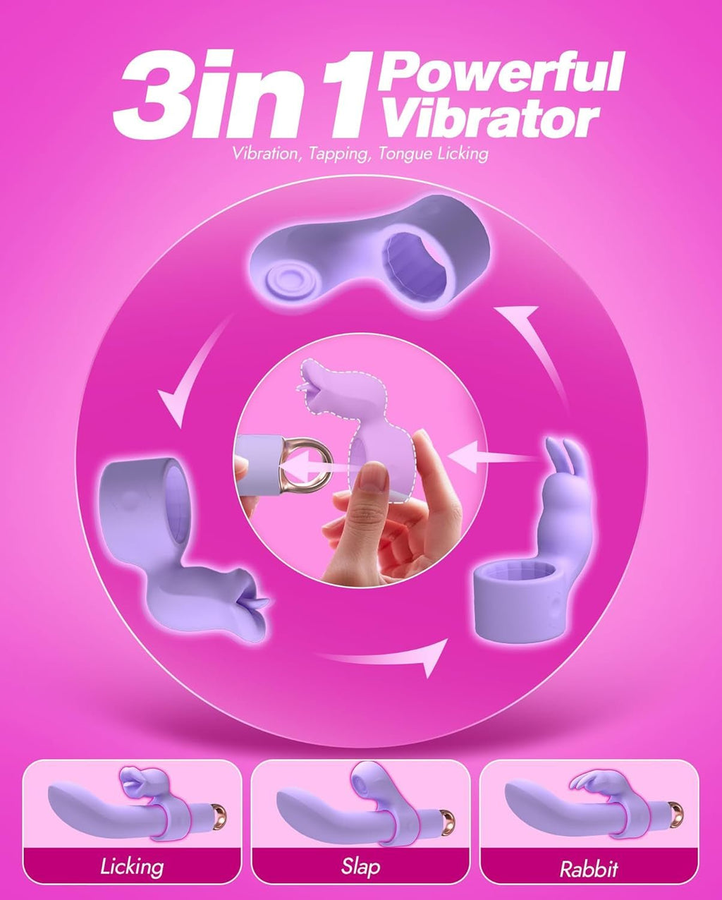 NoviraFlex Interchangeable Rabbit Licking Vibrator 63 Modes G-Spot