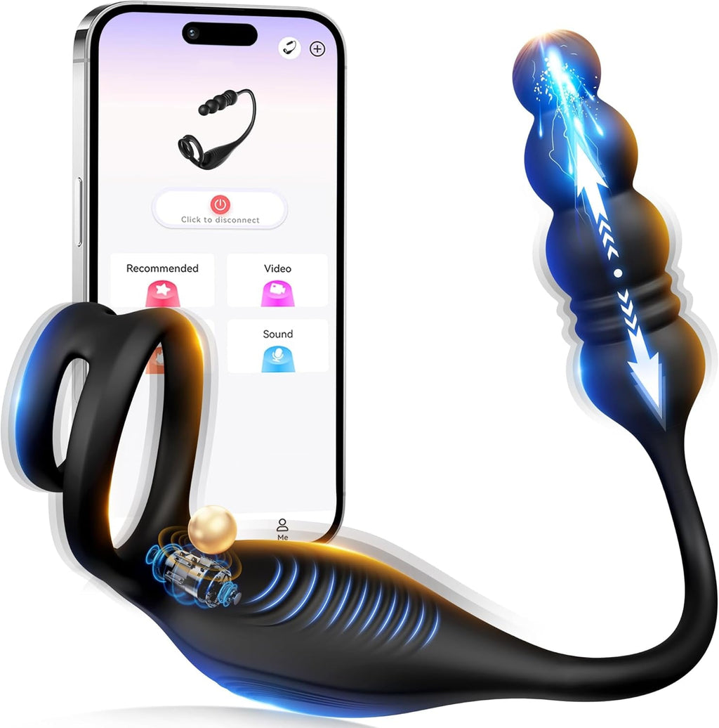 SyncThrustX Prostate Massager Cock Ring 10 Modes Thrusting