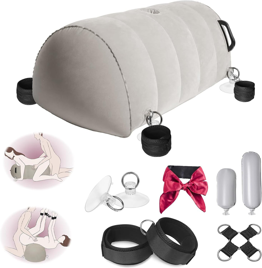 AirBond Inflatable BDSM Pillow with Restraints & Toy Mount