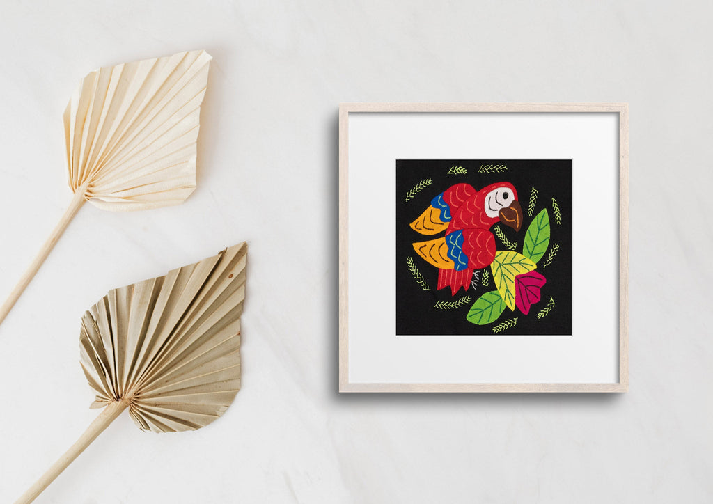 Red Blue And Gold Parrot with Flower Molita