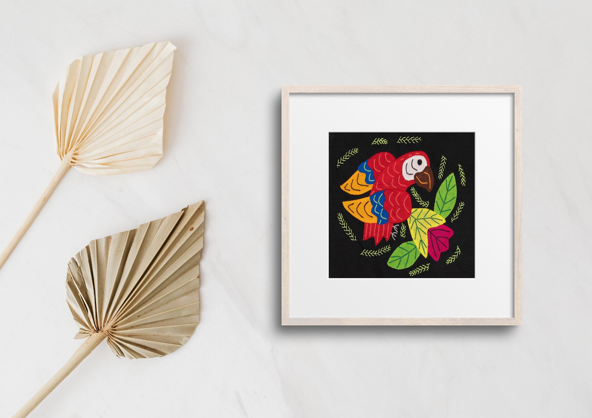 Red Blue And Gold Parrot with Flower Molita