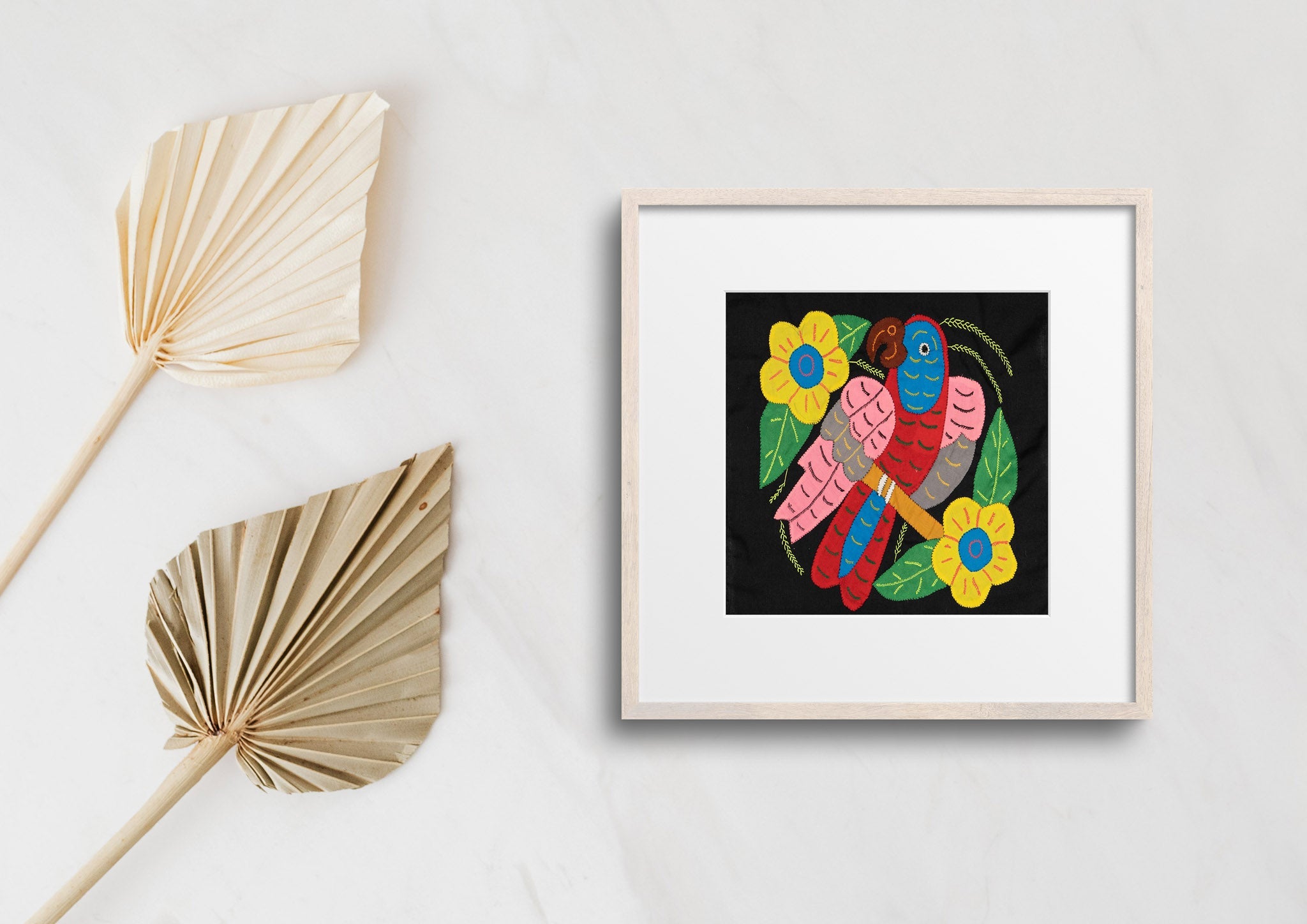 Red Blue And Pink Parrot with Flower Molita