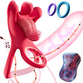 TongueFlex Cock Ring Clit Stimulator 9 Modes Silicone