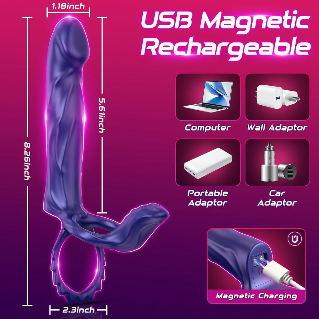 DualDrive Strap-On Cock Ring Clit Vibrator