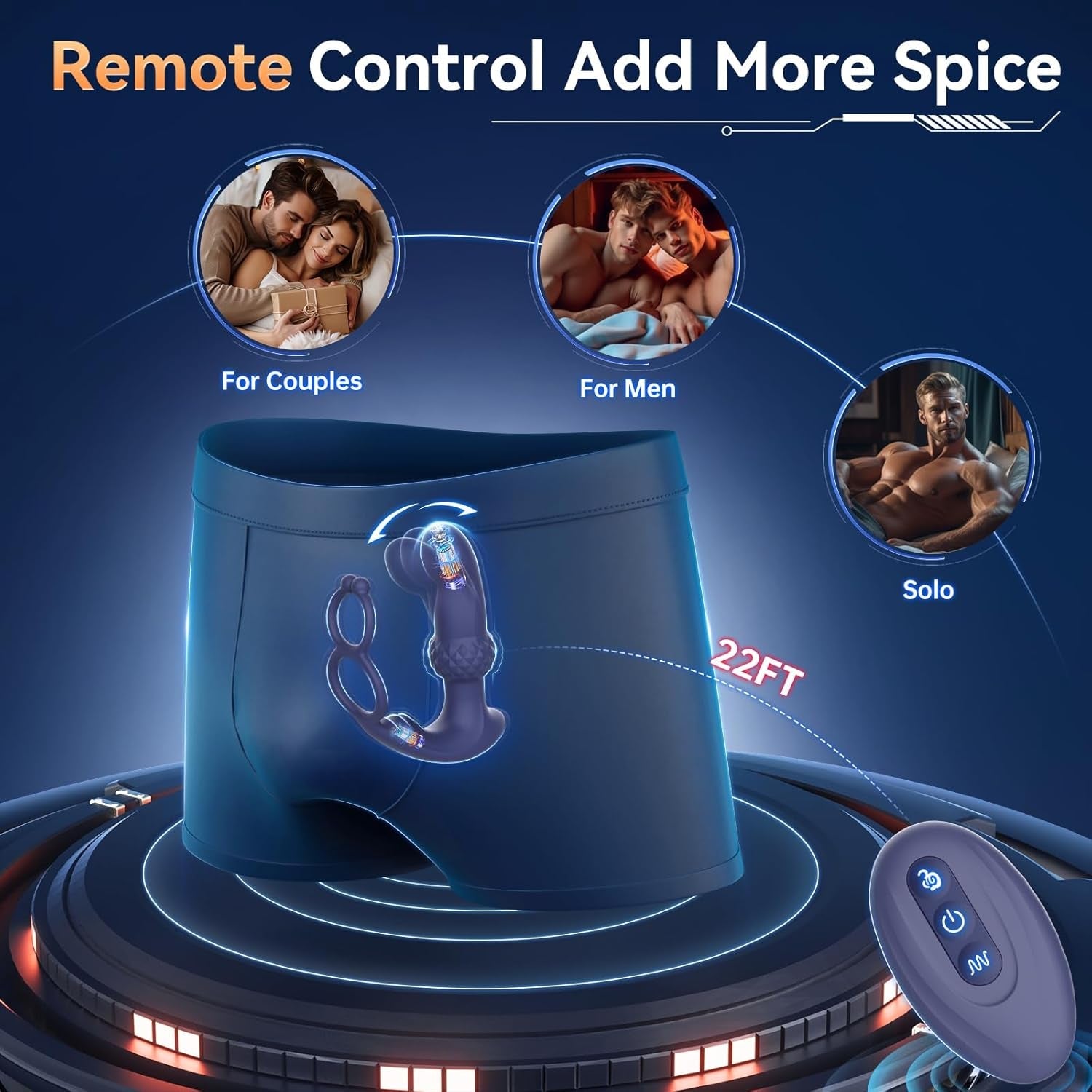 ThrustCore Thrusting Prostate Massager Cock Ring 7 Modes Remote Waterproof