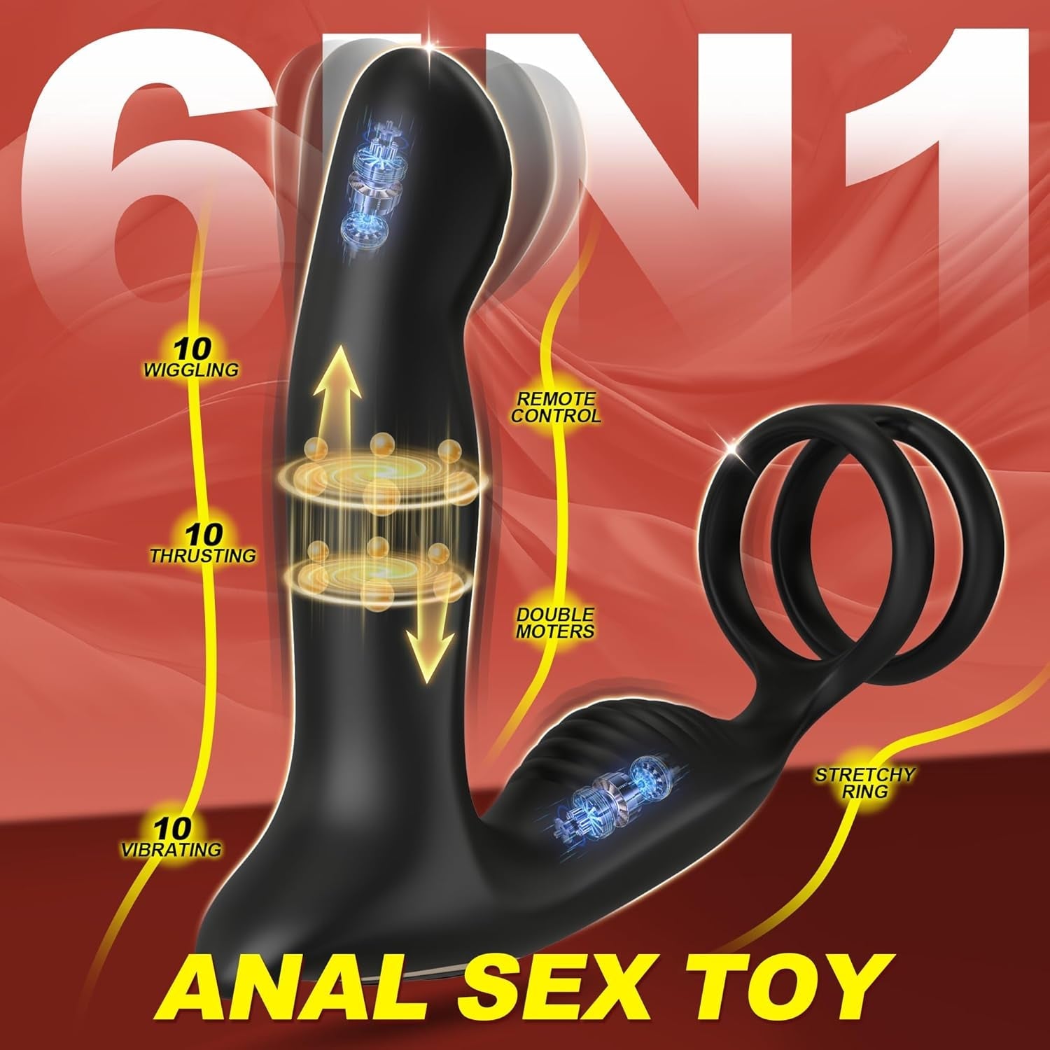 WiggThrustX Thrusting Prostate Massager Cock Ring 10 Modes Remote