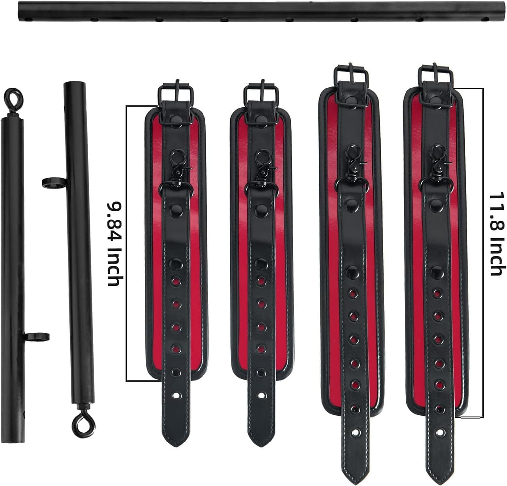 DualTone Red Black Spreader Bar with Furry Straps