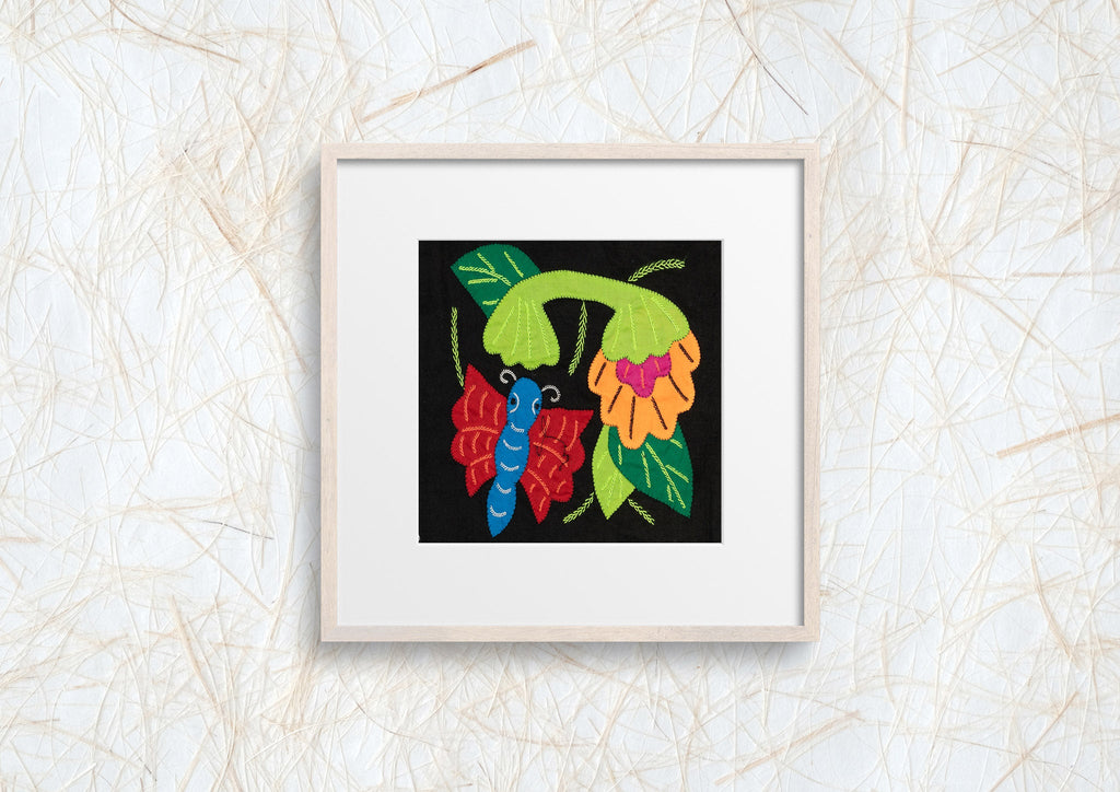 Red And Blue Butterfly with Flower Molita