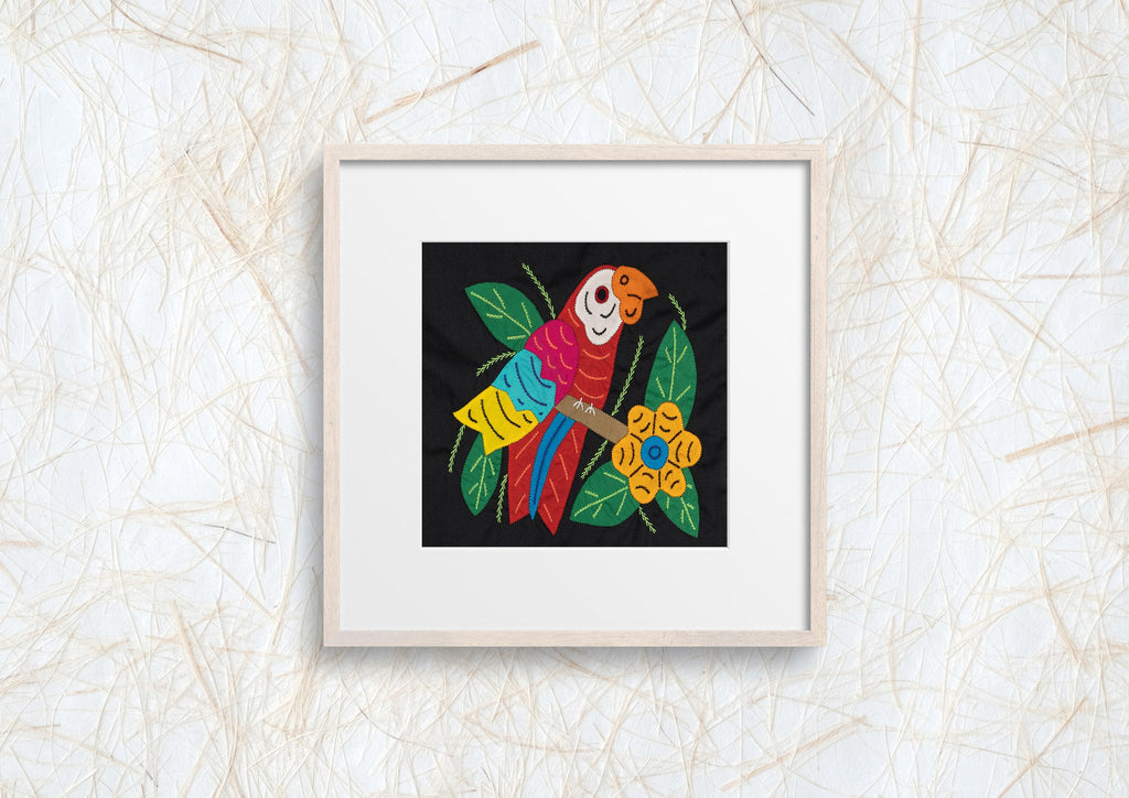 Red Yellow And Blue Parrot with Flower Molita