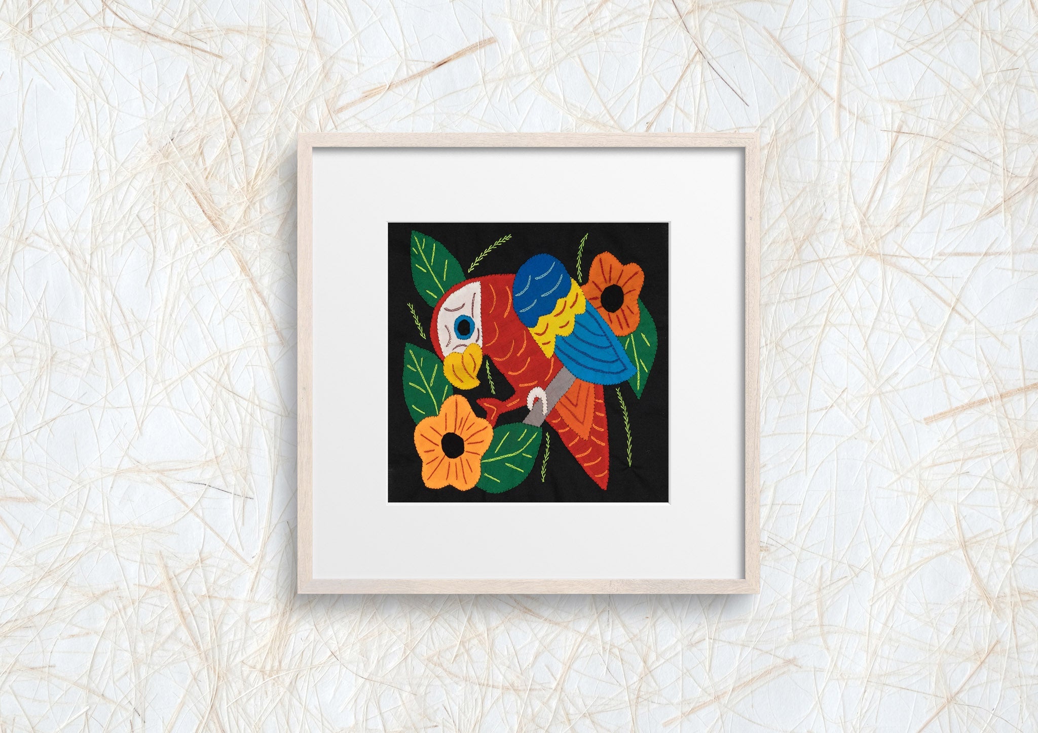 Red Yellow And Blue Parrot with Flower Molita