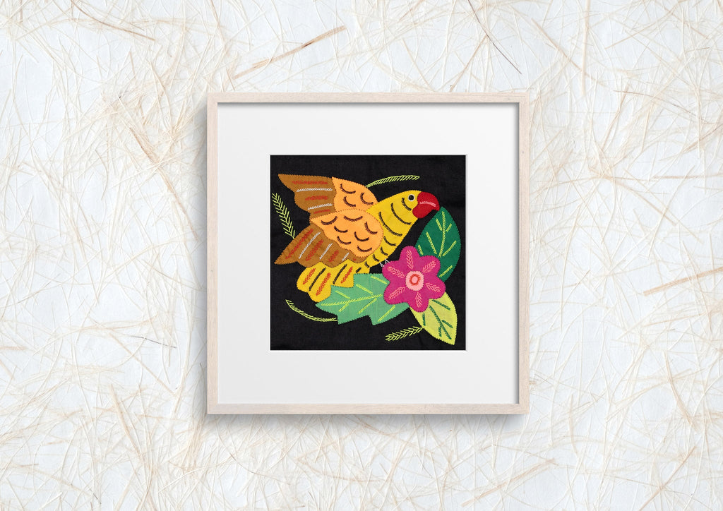 Orange Wing Yellow Parrot Bird with Flower Molita