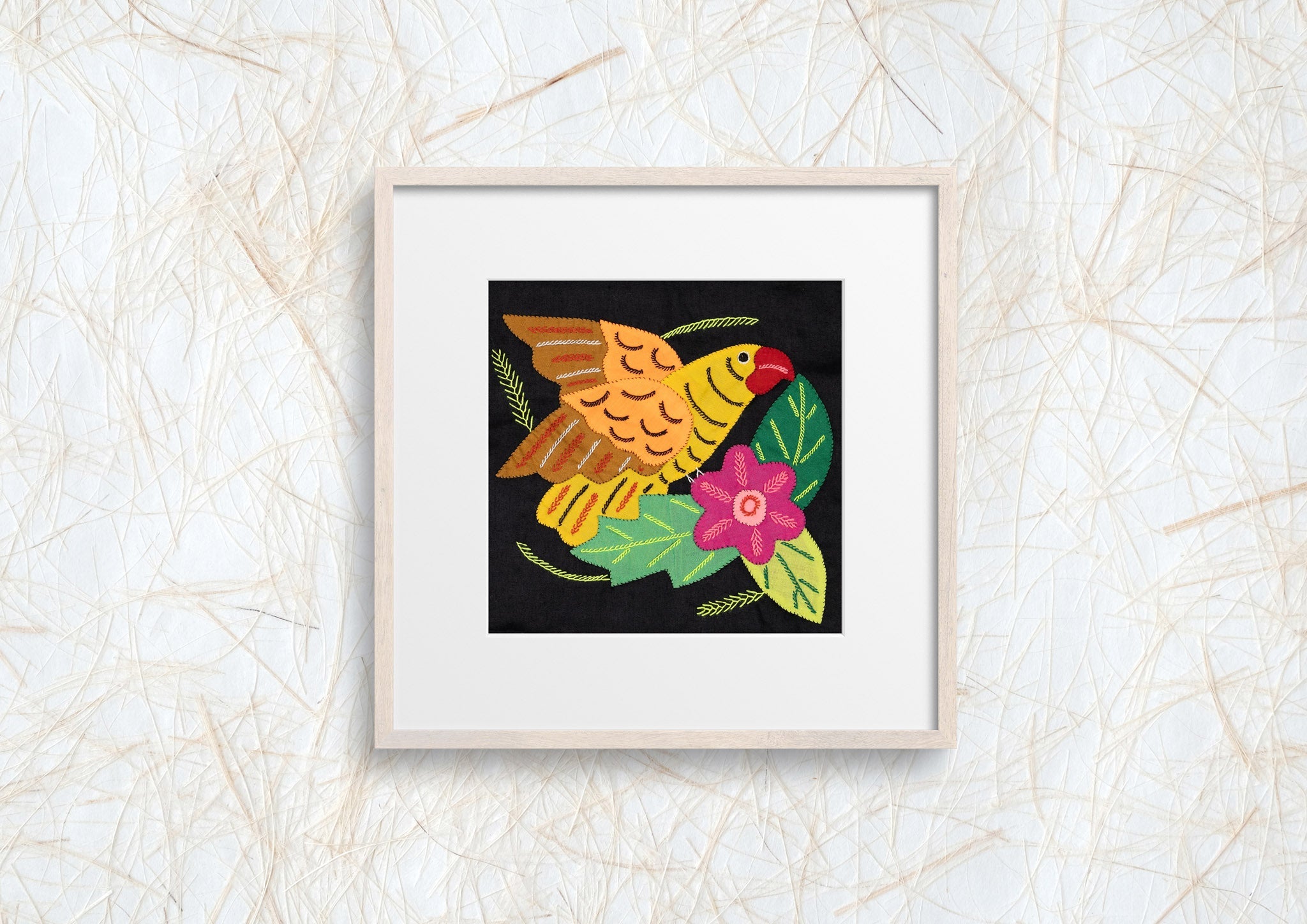 Orange Wing Yellow Parrot Bird with Flower Molita