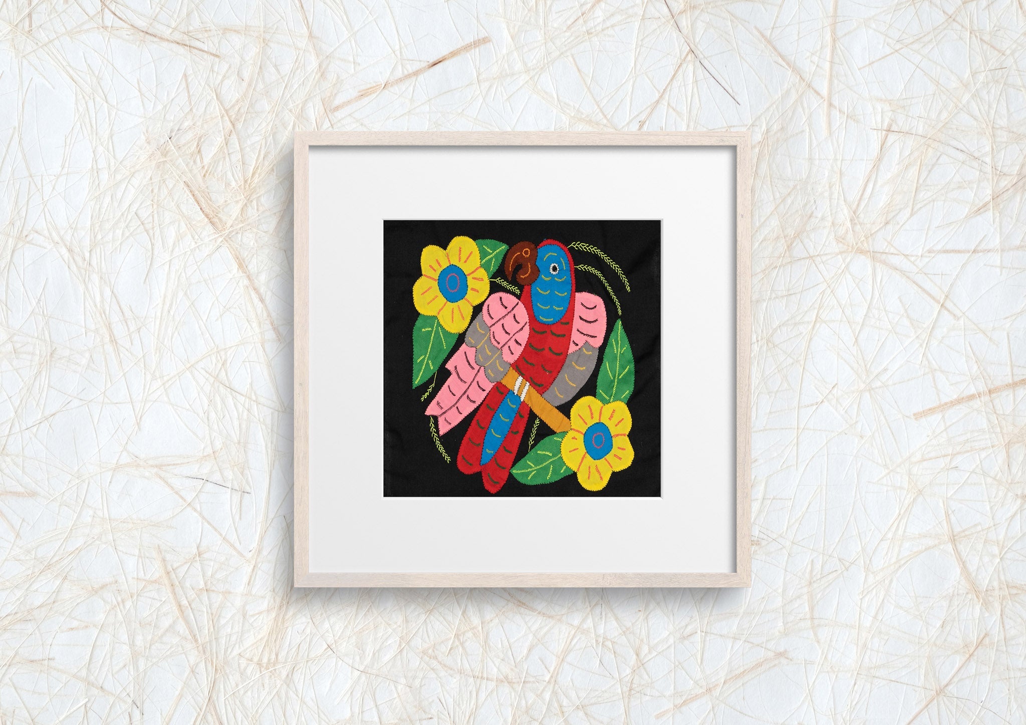 Red Blue And Pink Parrot with Flower Molita