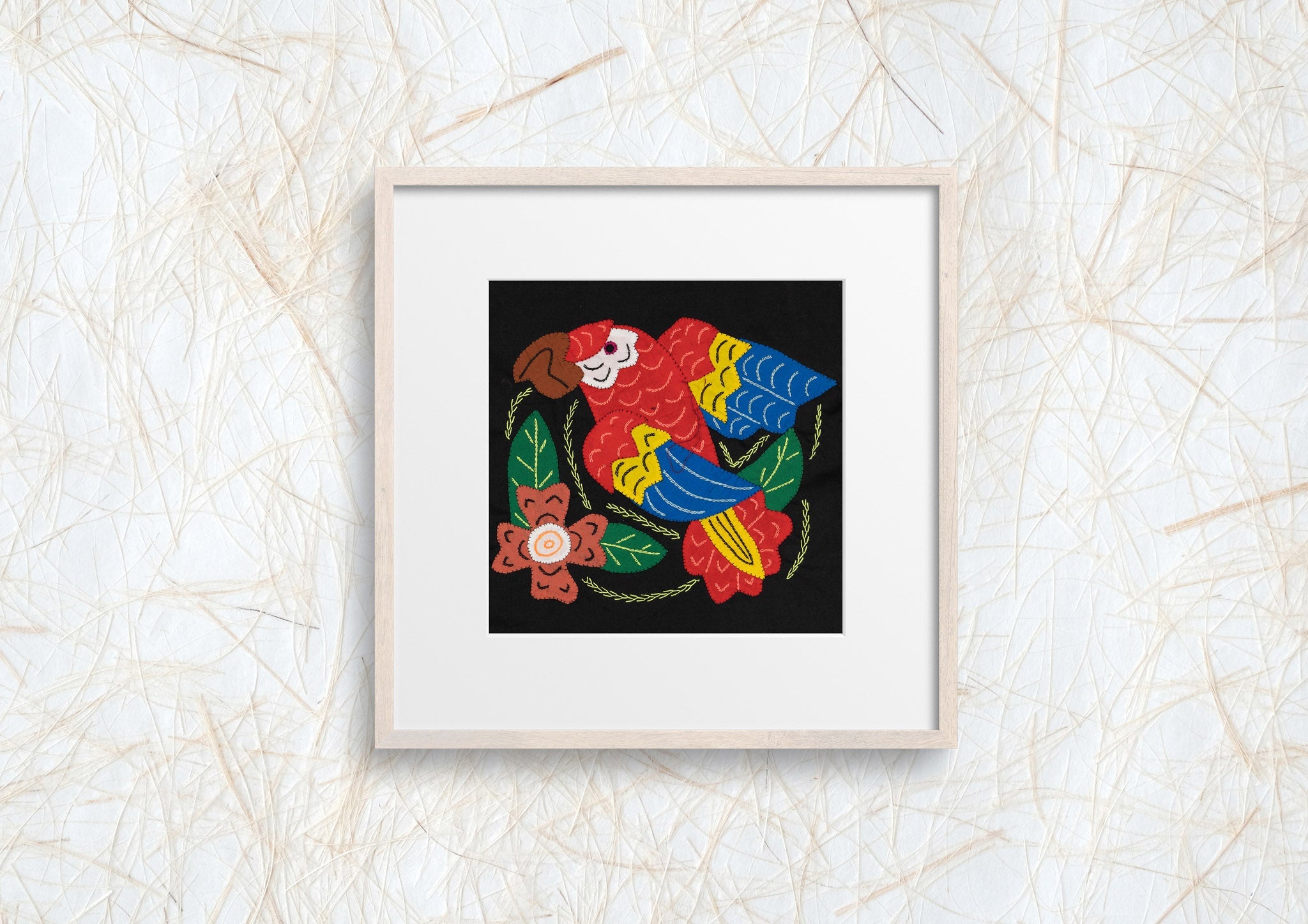 Red Yellow And Blue Parrot with Flower Molita