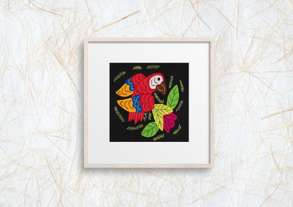 Red Blue And Gold Parrot with Flower Molita