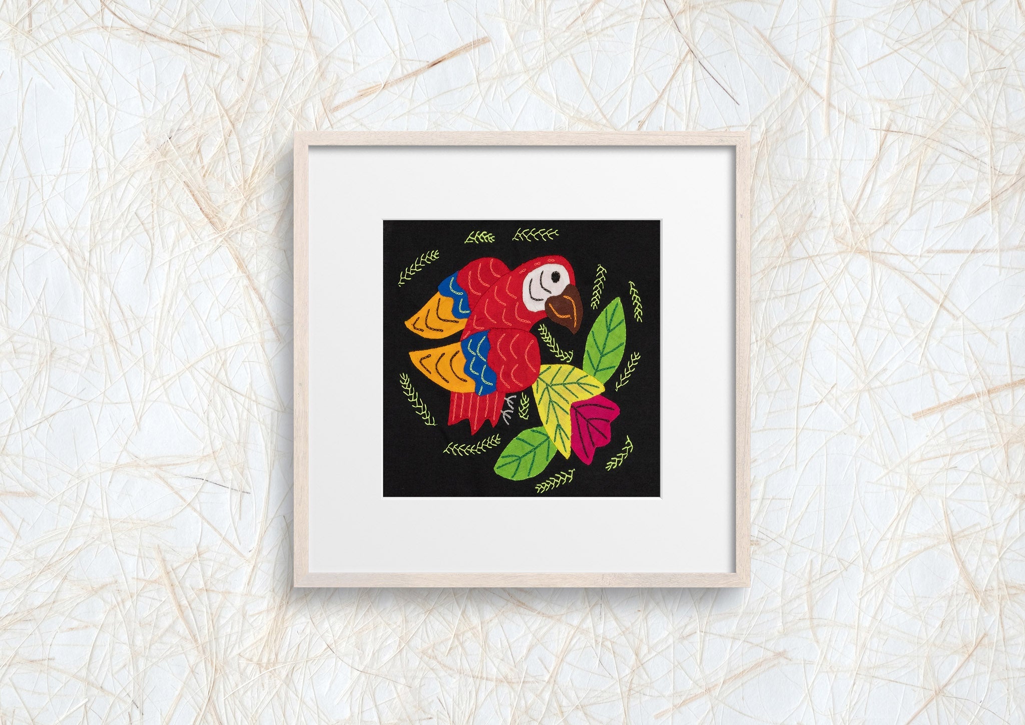 Red Blue And Gold Parrot with Flower Molita