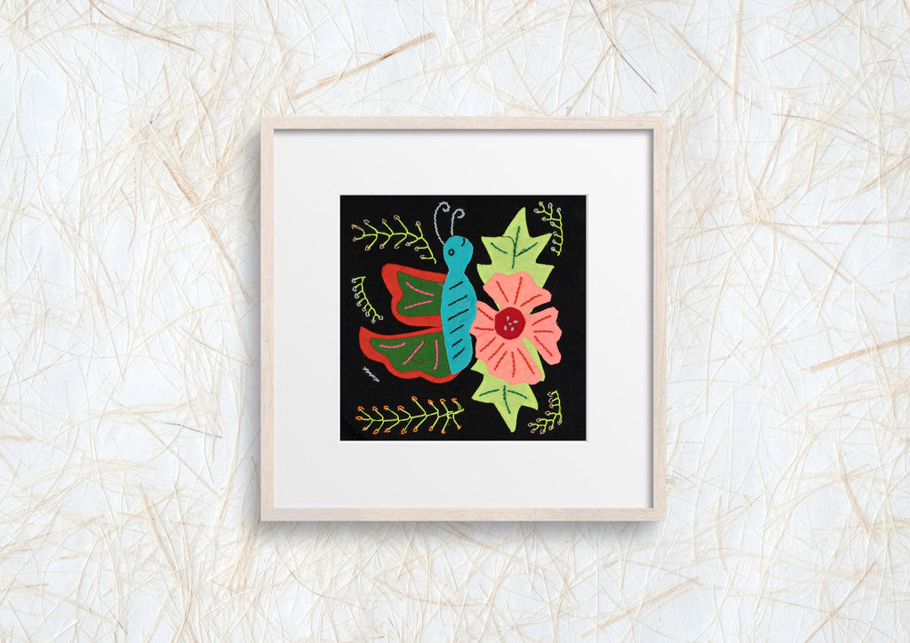 Blue And Red Butterfly with Orange Flower Molita