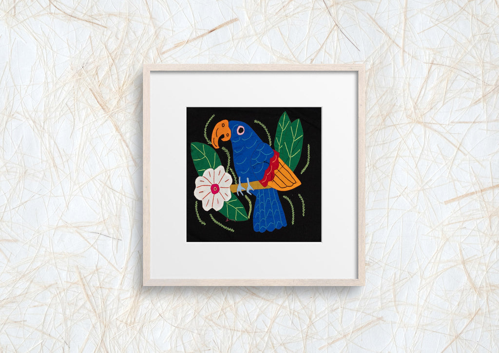 Blue Red And Orange Parrot with Flower Molita