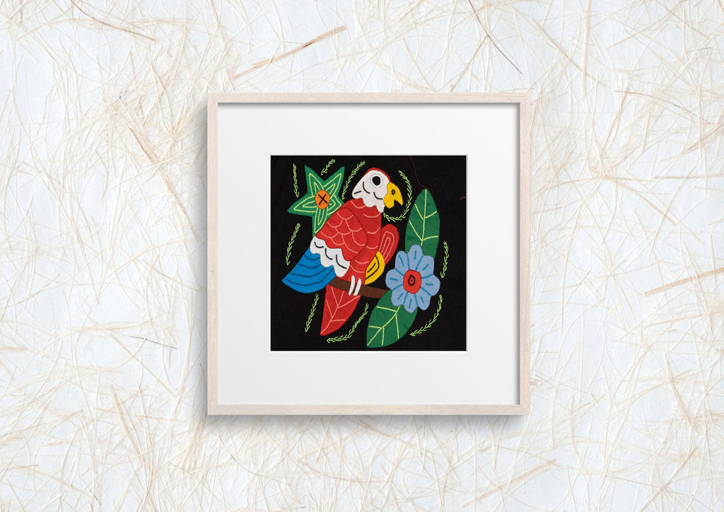 Red White And Blue Parrot with Flower Molita