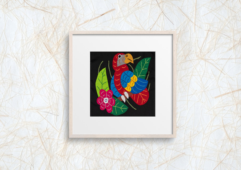 Red Blue And Yellow Parrot with Flower Molita