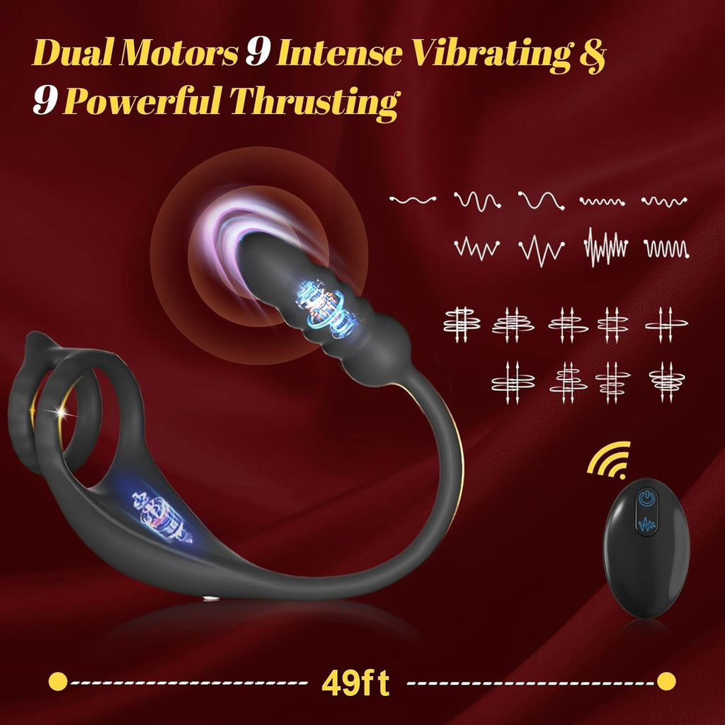 ThrustPulse Thrusting Prostate Massager Cock Ring Remote 9 Modes
