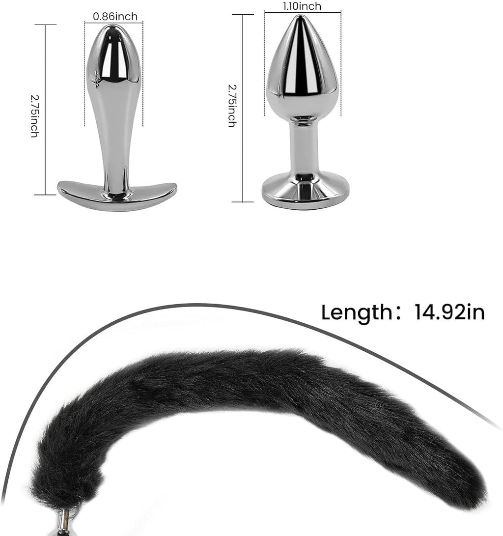 VixenForge Fox Tail Anal Plug Kit 2 Steel Plugs Trainer