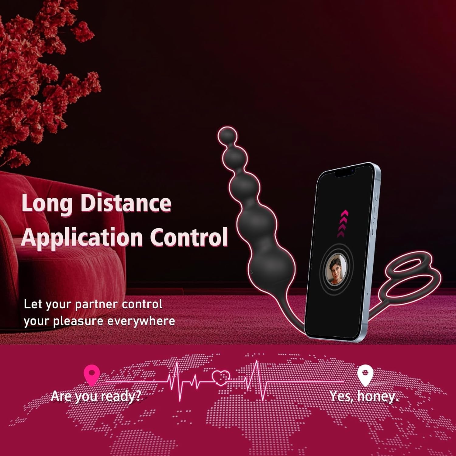BeadCoreX Prostate Massager Cock Ring Beads App Remote 9 Modes