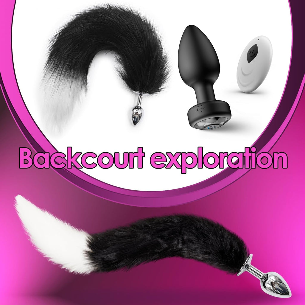 DualPlay Remote Vibrating Plug & Fox Tail Anal Set