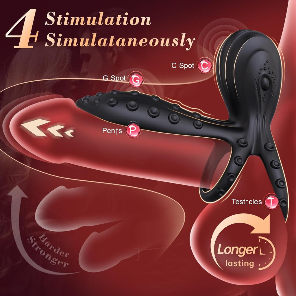 TentraPulse Tentacle Cock Ring Clit Stimulator 10 Modes