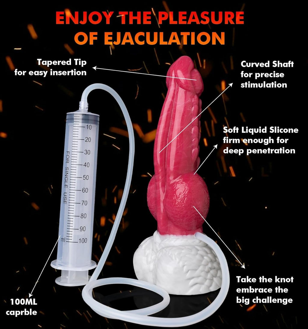 KnotJet 9.5” Squirting Knot Dildo Silicone Suction Cup