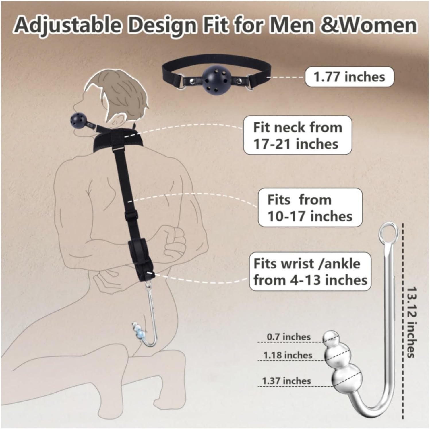 VibeBound Vibrating Anal Hook Neck Wrist Bondage