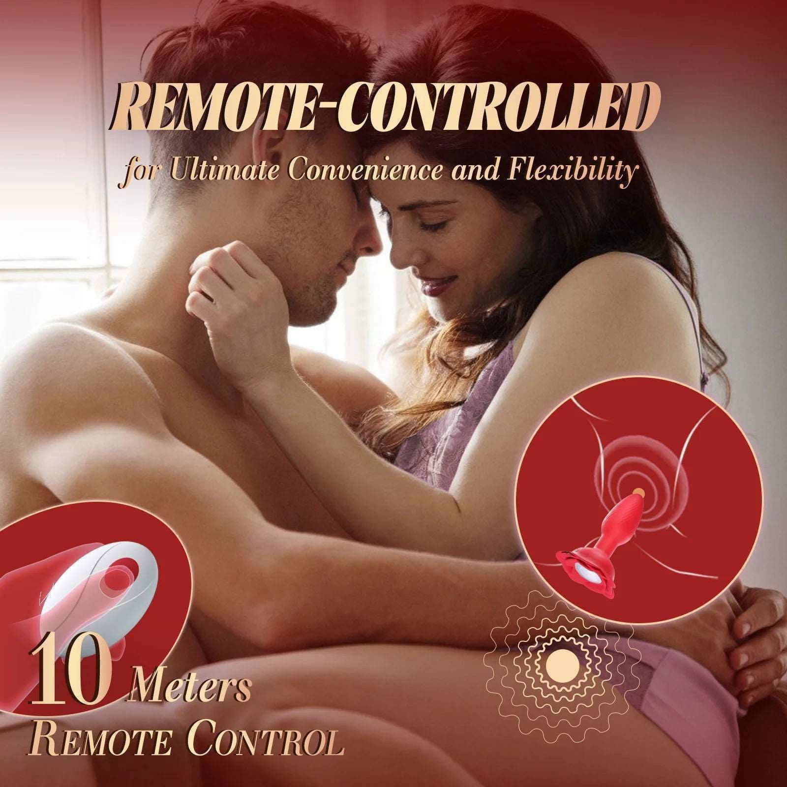 360° Rotation Rose Vibrating Butt Plug Prostate Massager