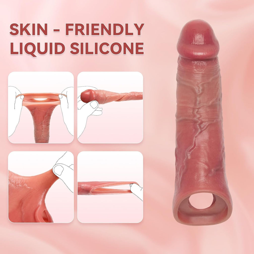 VenoPulse Vibrating Penis Sleeve 10 Modes Girth Enhancer