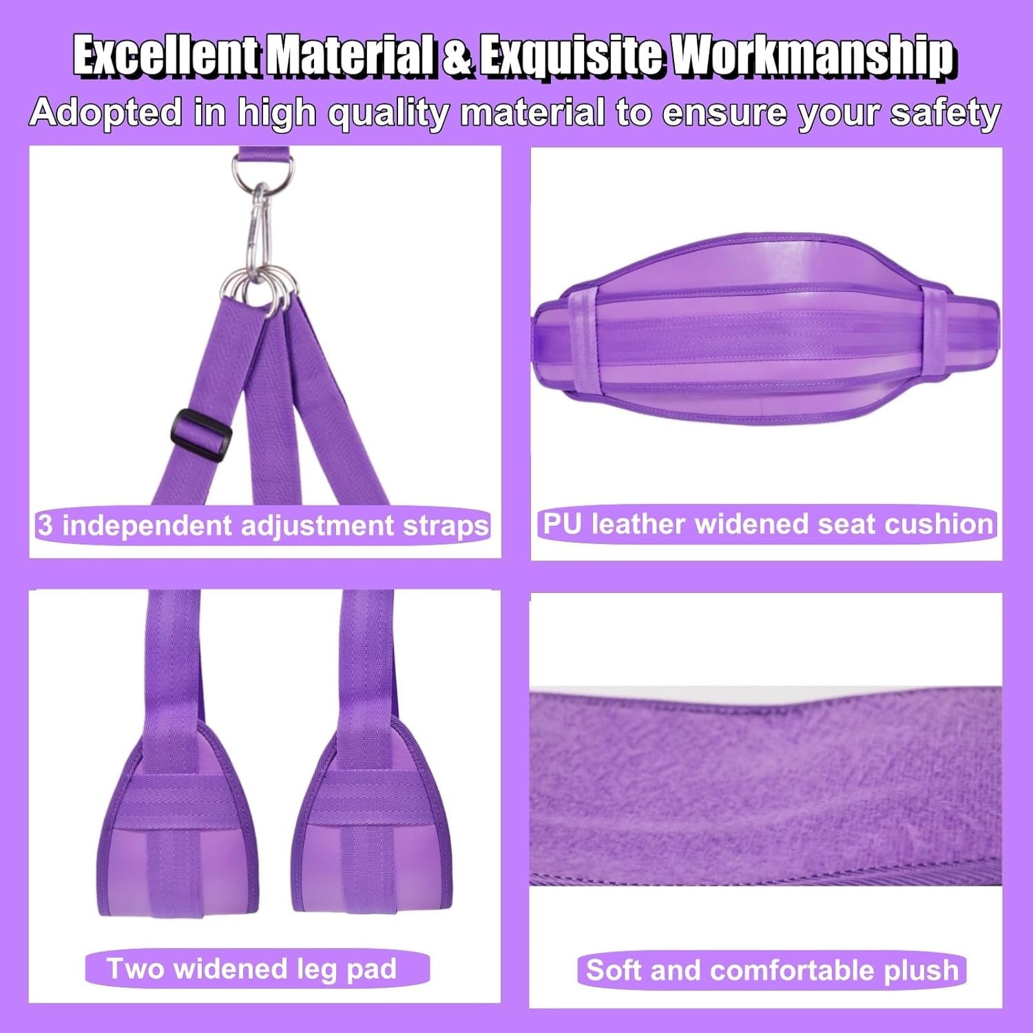 VelouraX Door Sex Swing with Seat & Restraints (Purple)