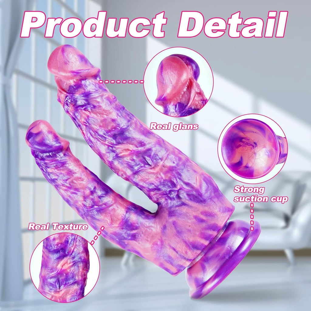 MythCurve 8” Double-Ended Dildo Suction Cup Silicone Toy