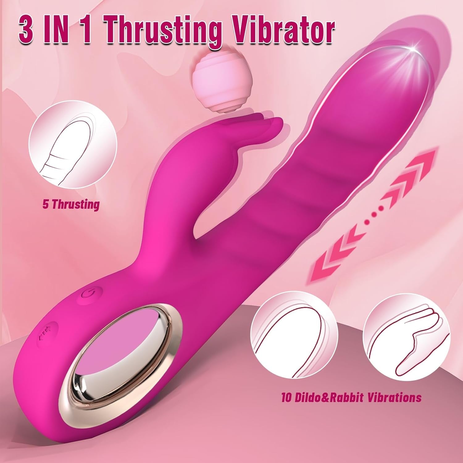 NexaCore Thrusting Rabbit Vibrator 3 Motor 5 Thrust 10 Modes