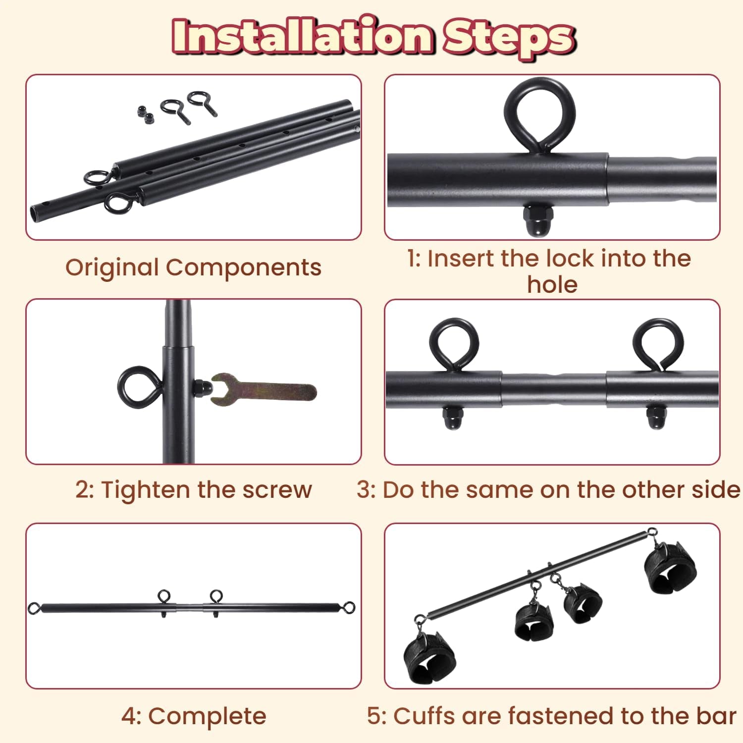 IronFlex Adjustable Spreader Bar BDSM Restraints