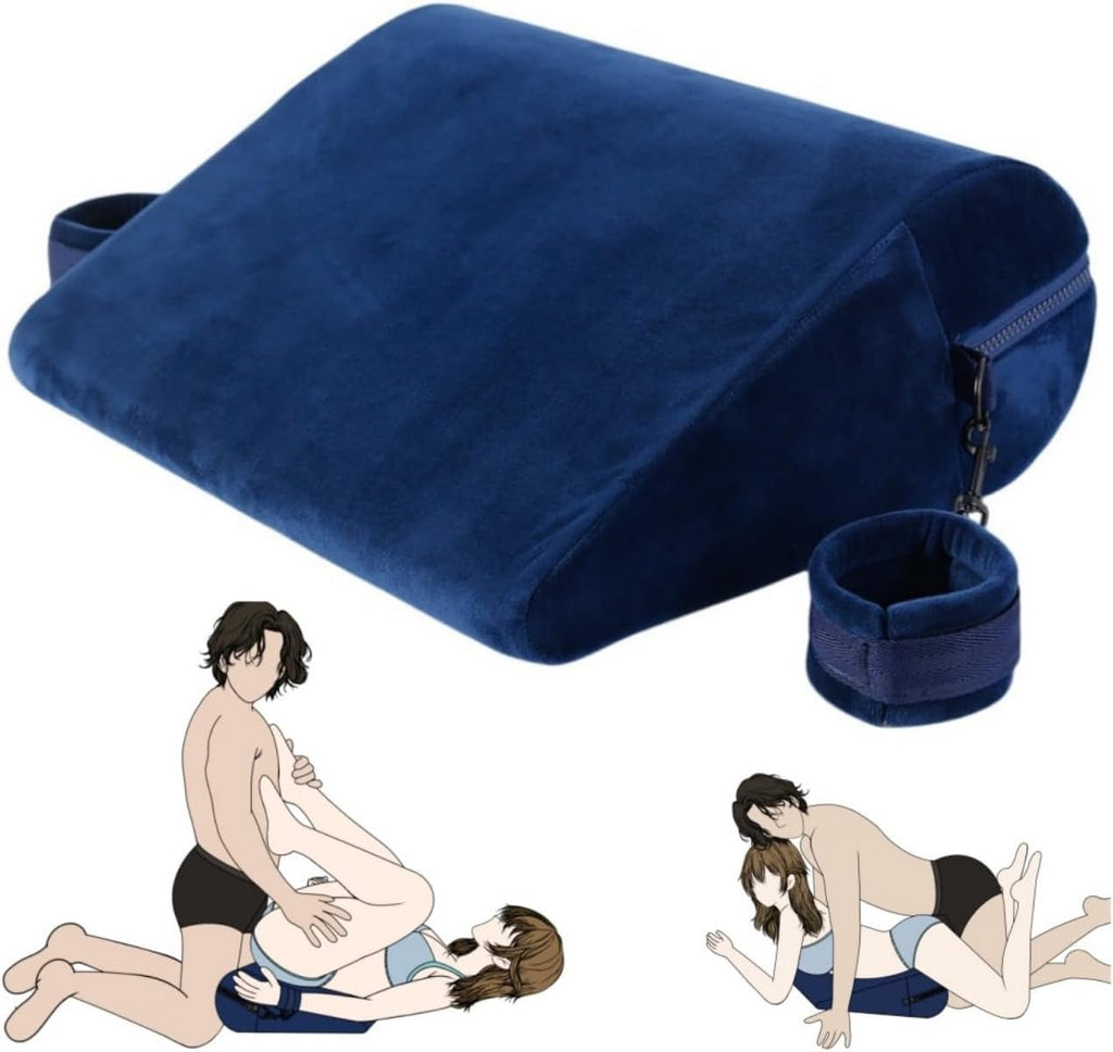 AzureBond Blue Foam Positioning Wedge Pillow with Handcuffs
