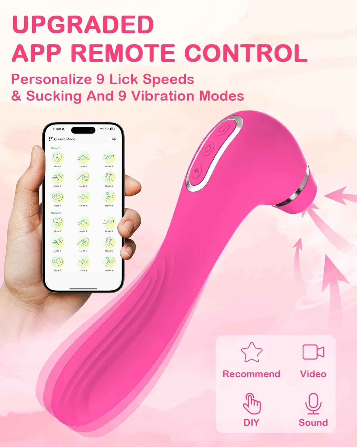 LuxeSync App Control Suction Tongue Licking Clit Vibrator 4-in-1