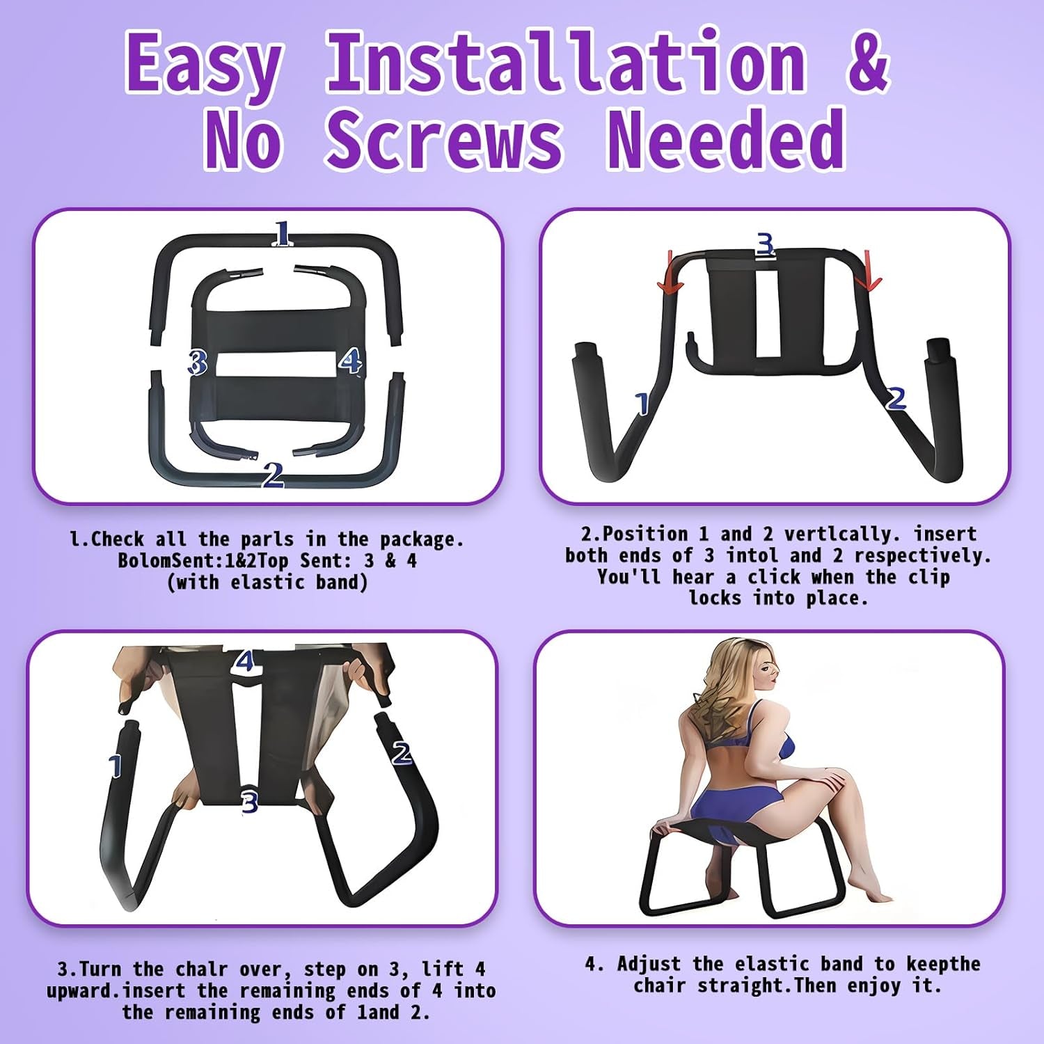 RideWave Adjustable Bouncing Sex Chair with Elastic Seat