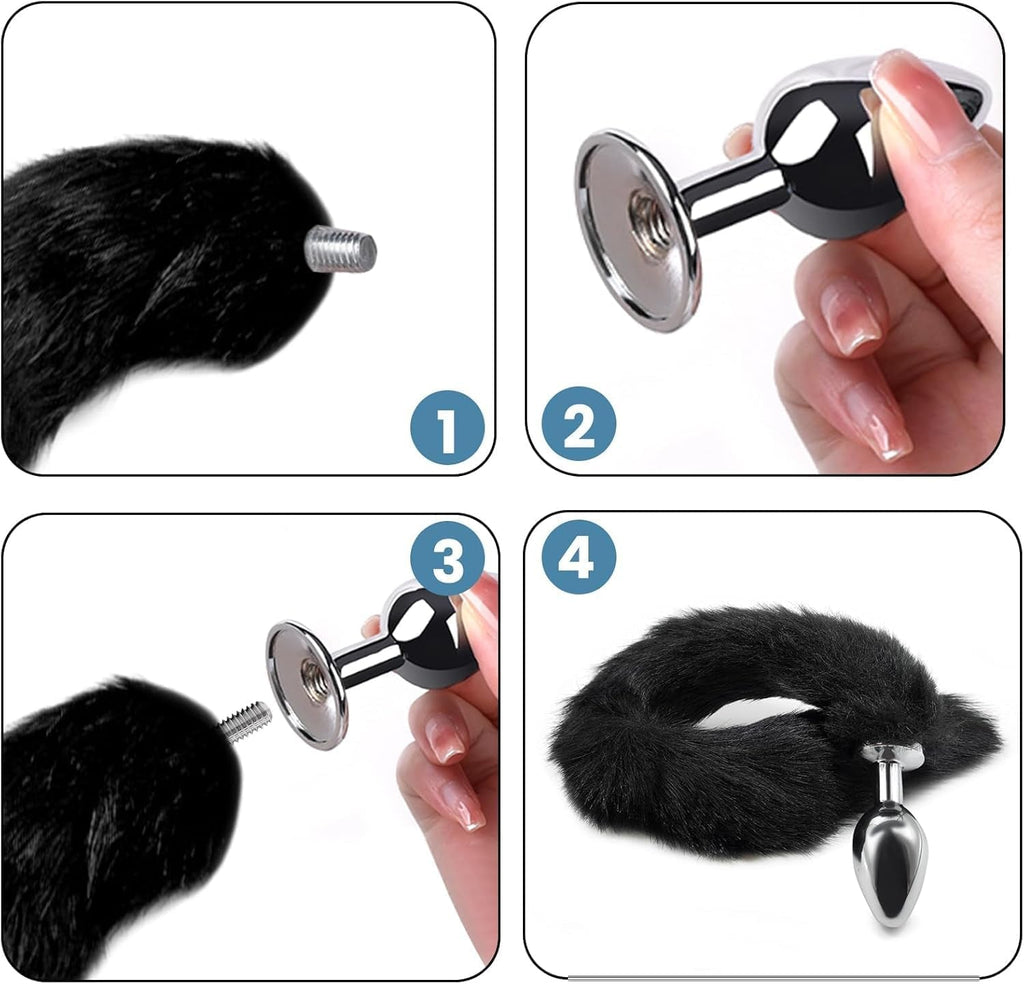 VixenForge Fox Tail Anal Plug Kit 2 Steel Plugs Trainer
