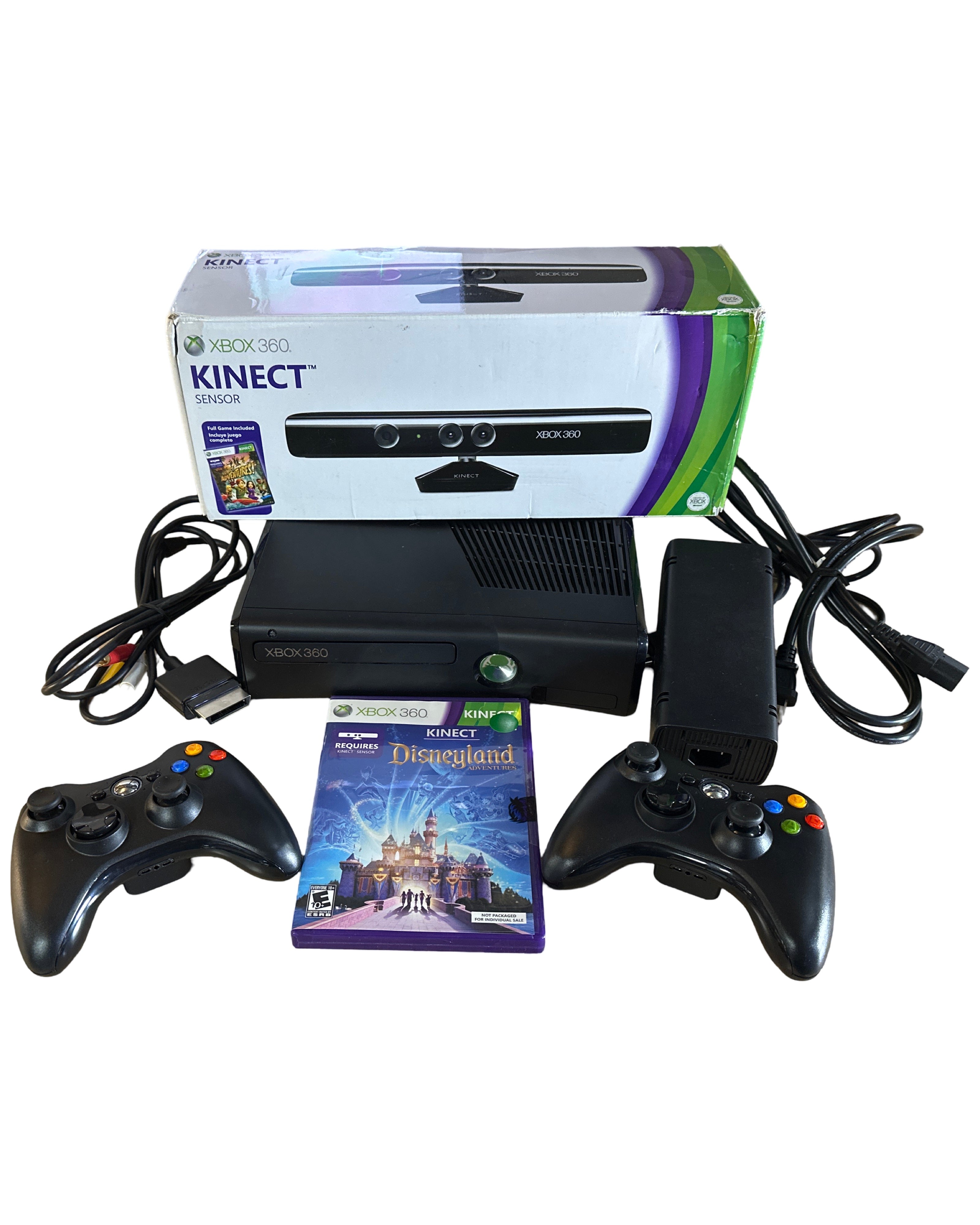 Consola Xbox 360 Slim 4GB con Kinect y el juego Disneyland Adventures (Reacondicionada)