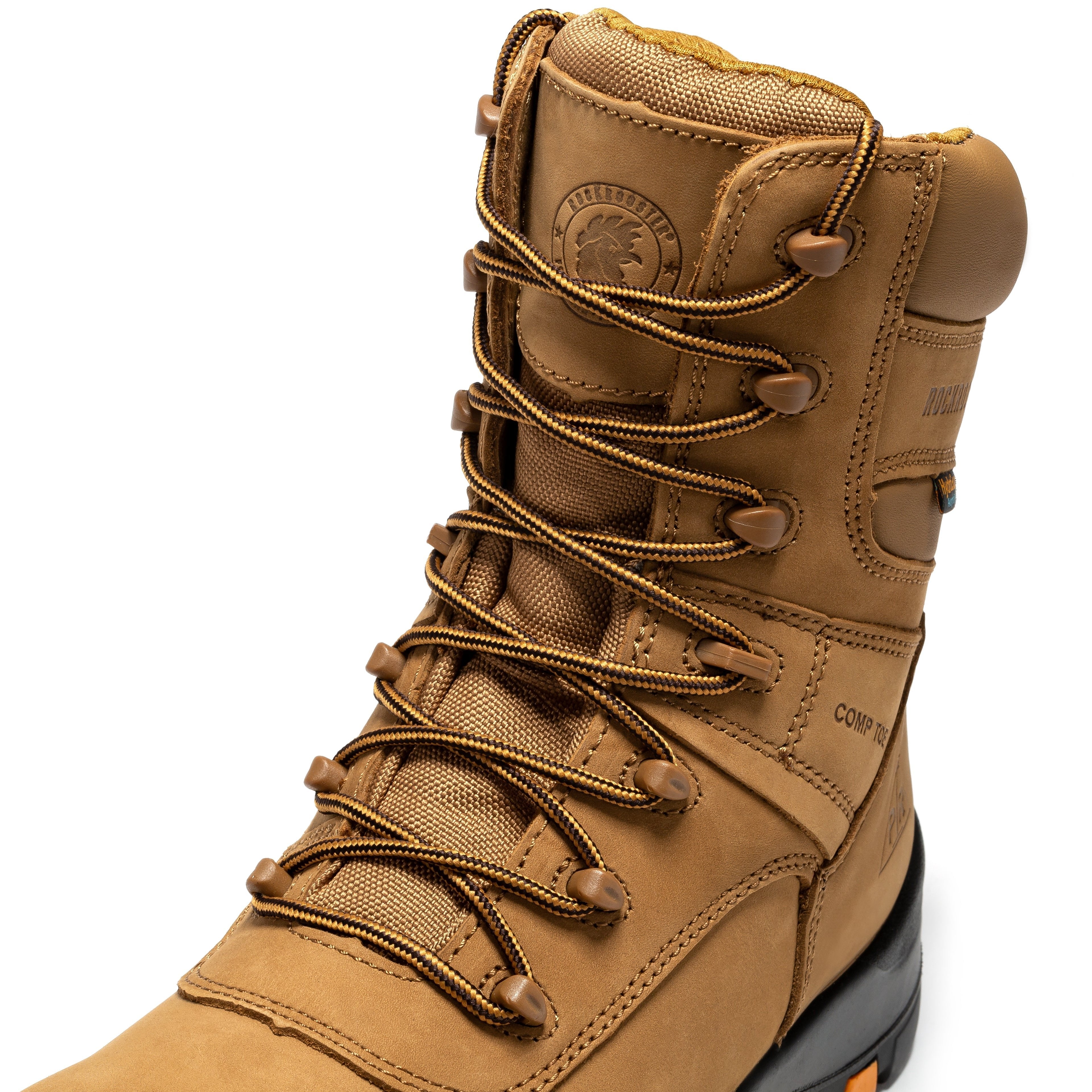 rockrooster Beaufort Men's Brown 8 inch Waterproof Composite Toe Work Boots AK831