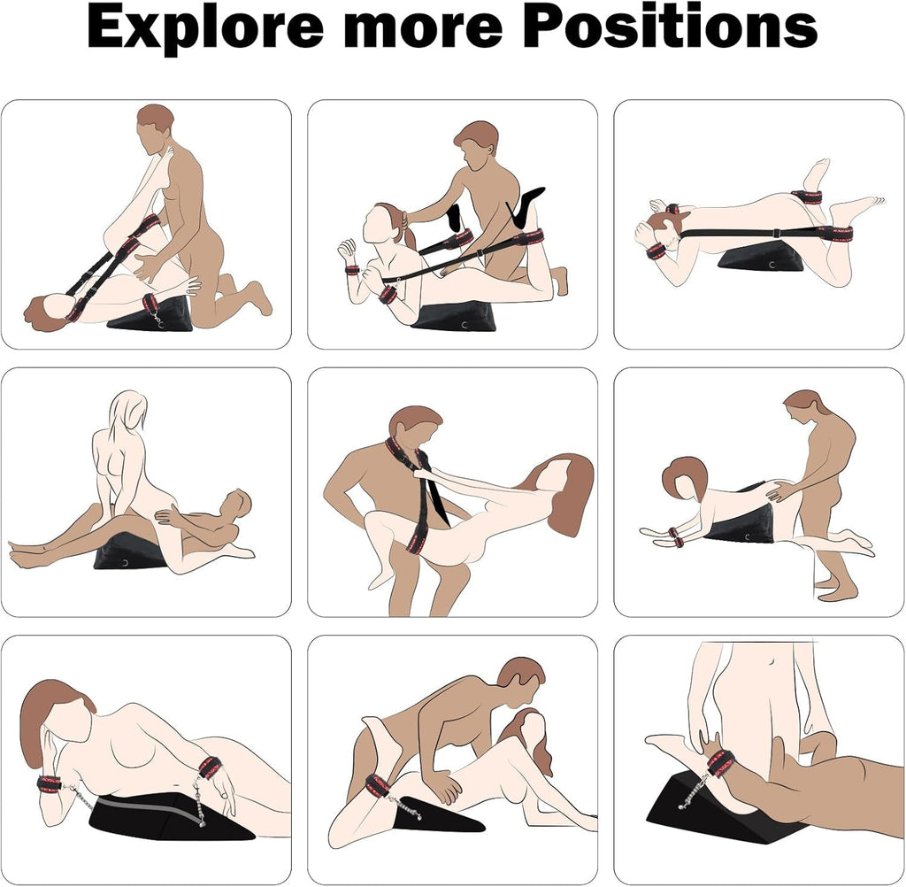 ElevaBond BDSM Positioning Wedge Pillow Set with Straps & Harness