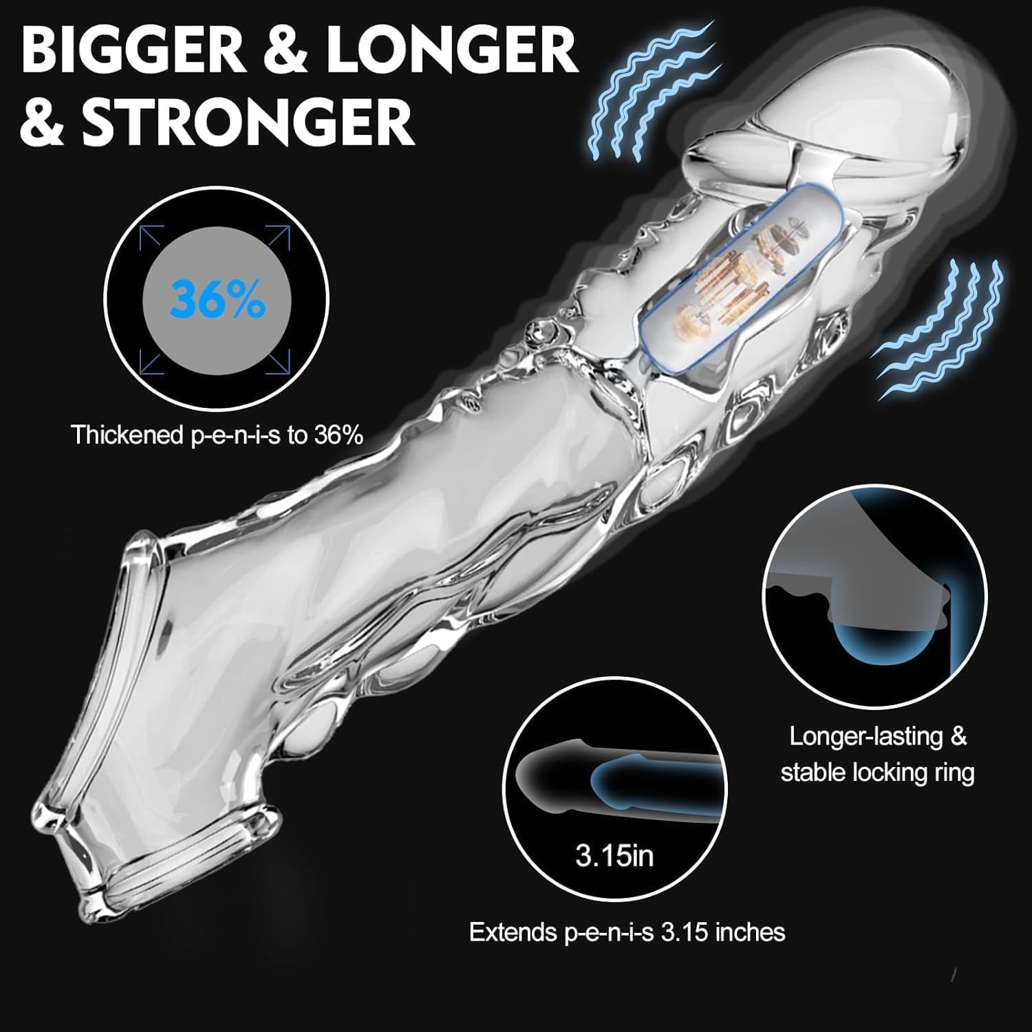 MorphVibe Vibrating Penis Sleeve Set 10 Modes Remote