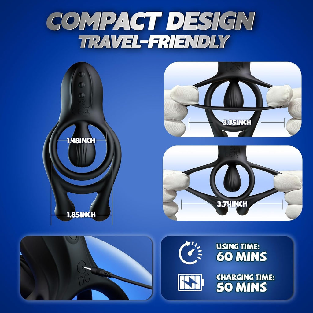 TriPulseX 3 Motor Cock Ring Clit Perineum Stimulator Remote