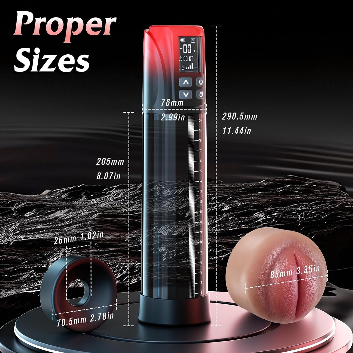 PulseCoreX Electric Penis Pump 5 Modes Display