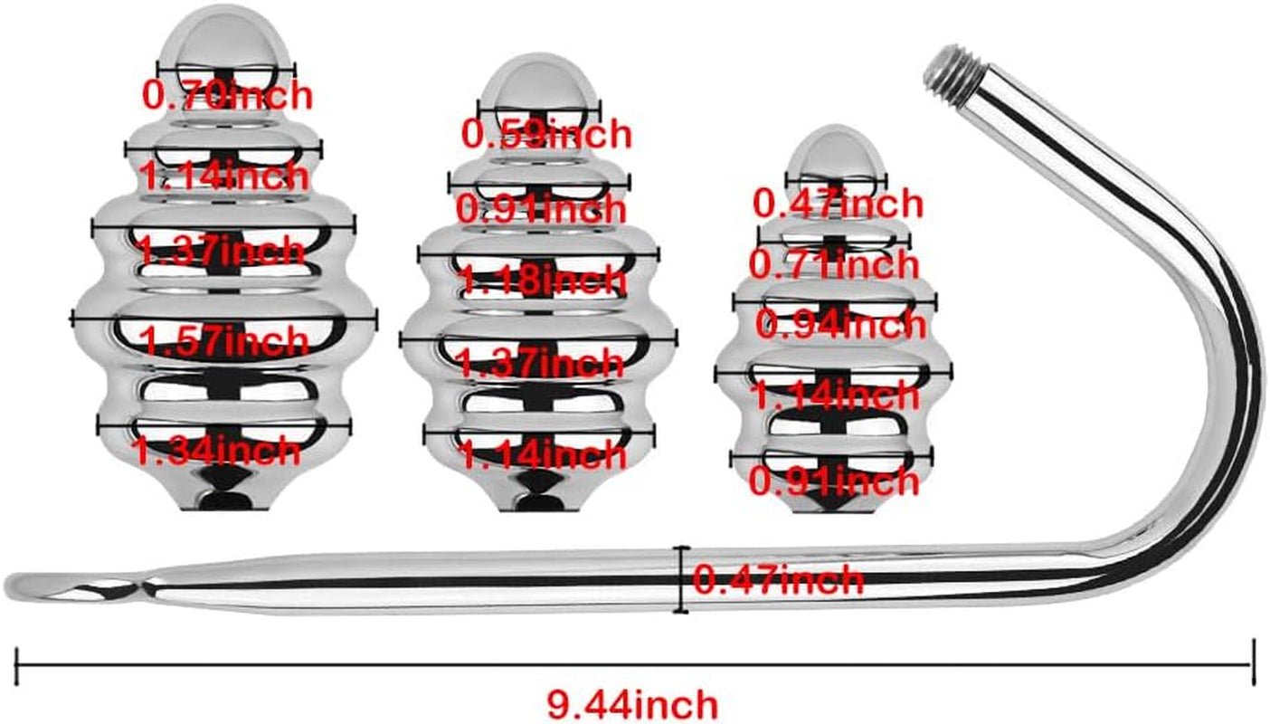 SpiralSteel Spiral Stainless Steel Anal Hook 3 Balls